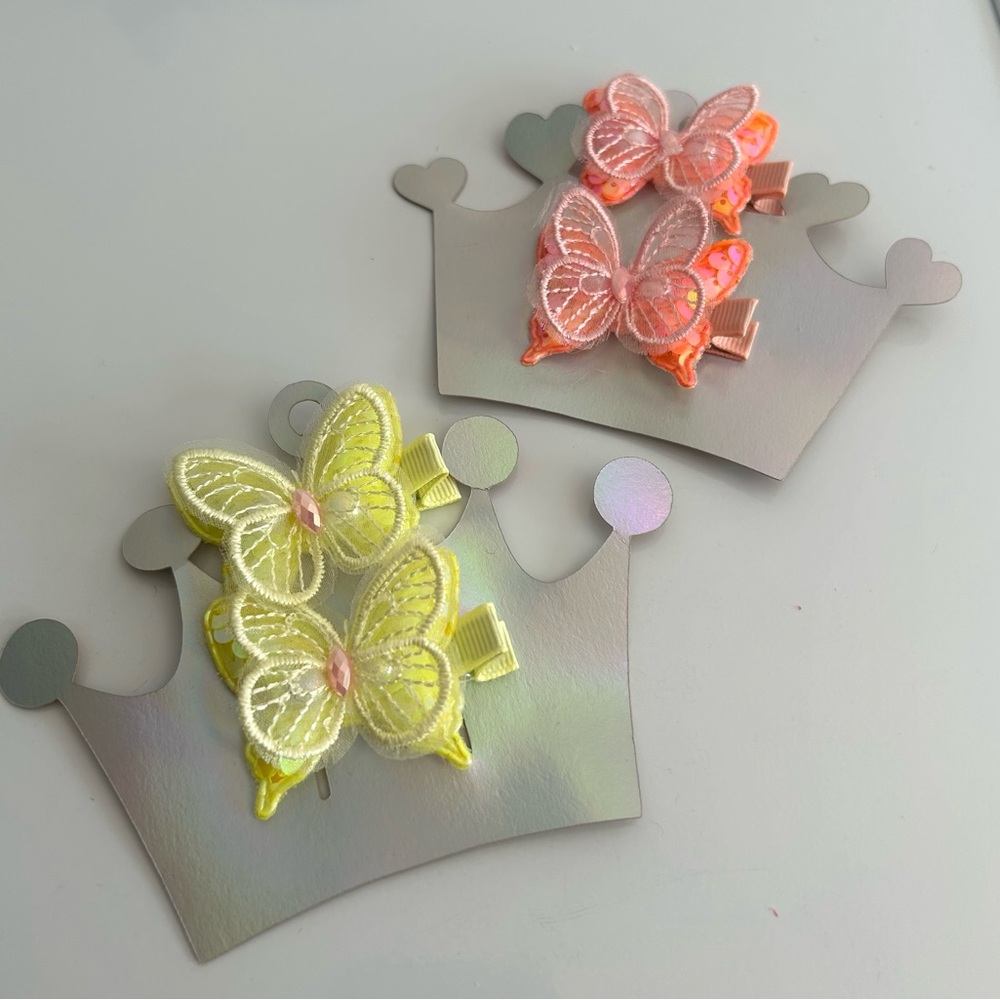 NEW -Butterfly Hair Clips Set in Yellow and Orange